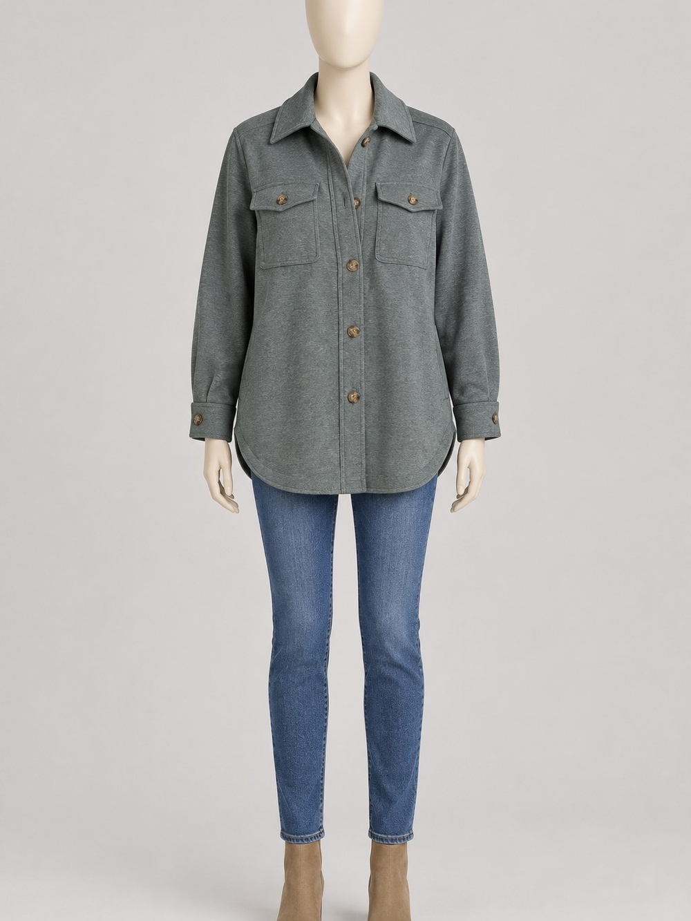 LOFT Grey Utility Shacket with Chest Pockets